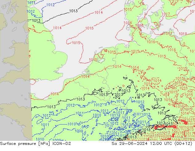 地面气压 ICON-D2 星期六 29.06.2024 12 UTC