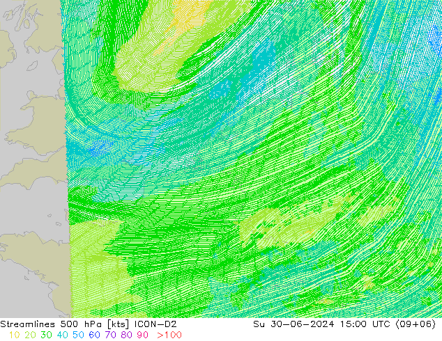 风 500 hPa ICON-D2 星期日 30.06.2024 15 UTC