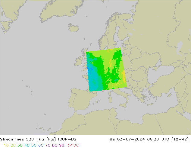 Stroomlijn 500 hPa ICON-D2 wo 03.07.2024 06 UTC