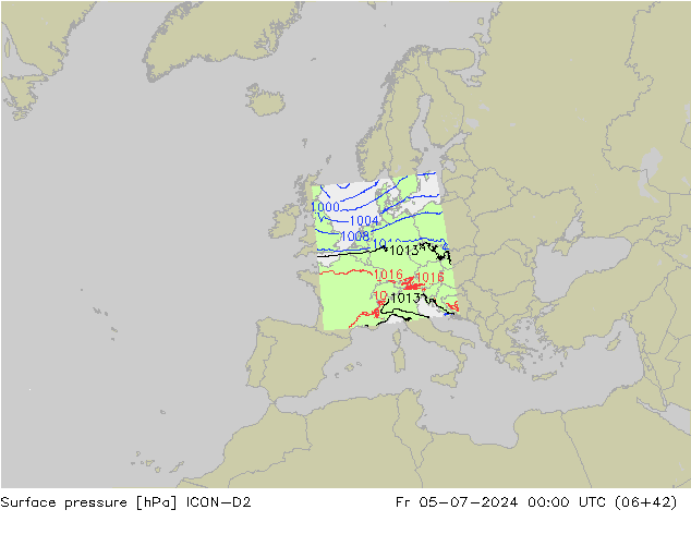 Luchtdruk (Grond) ICON-D2 vr 05.07.2024 00 UTC