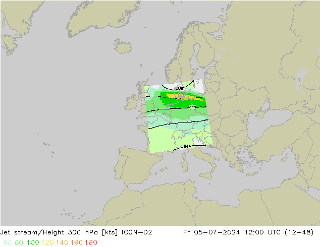 高速氣流 ICON-D2 星期五 05.07.2024 12 UTC