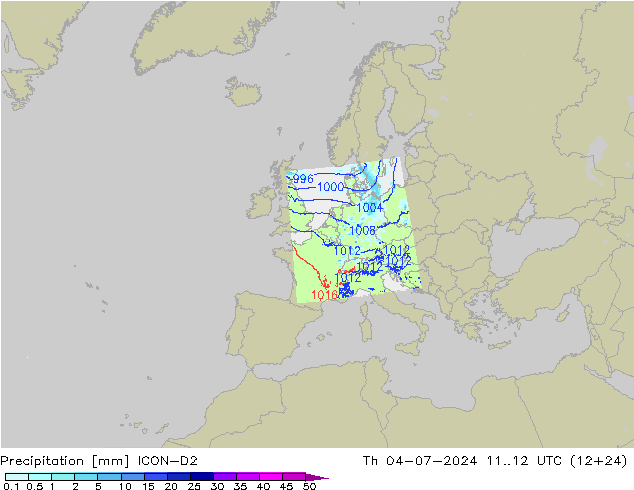 Neerslag ICON-D2 do 04.07.2024 12 UTC