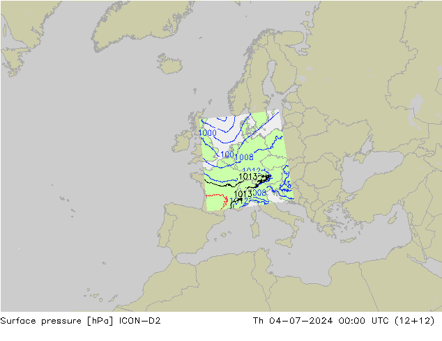 Luchtdruk (Grond) ICON-D2 do 04.07.2024 00 UTC