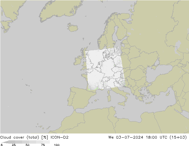 Bewolking (Totaal) ICON-D2 wo 03.07.2024 18 UTC