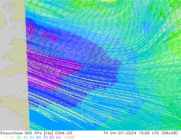 风 500 hPa ICON-D2 星期四 04.07.2024 12 UTC