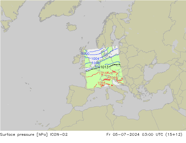 地面气压 ICON-D2 星期五 05.07.2024 03 UTC