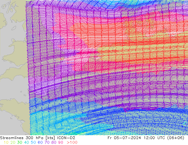 风 300 hPa ICON-D2 星期五 05.07.2024 12 UTC