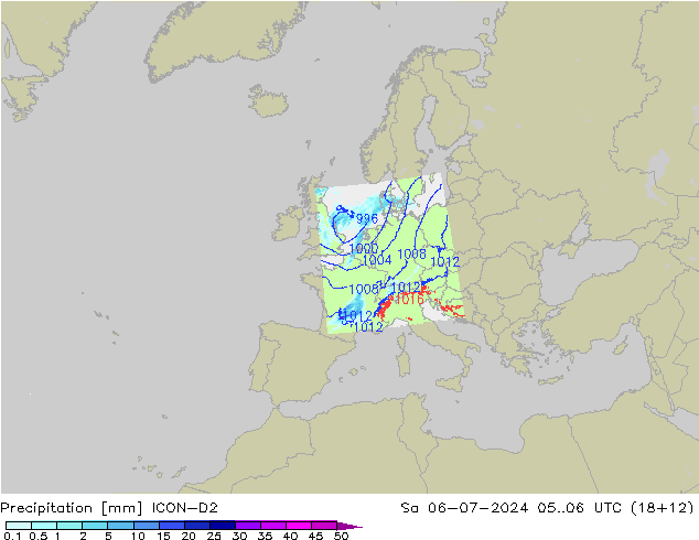 Neerslag ICON-D2 za 06.07.2024 06 UTC