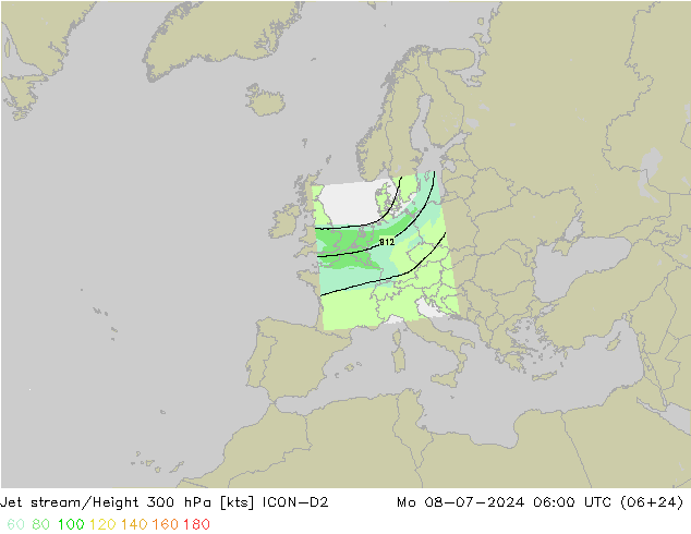 Straalstroom ICON-D2 ma 08.07.2024 06 UTC