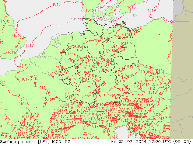 地面气压 ICON-D2 星期一 08.07.2024 12 UTC