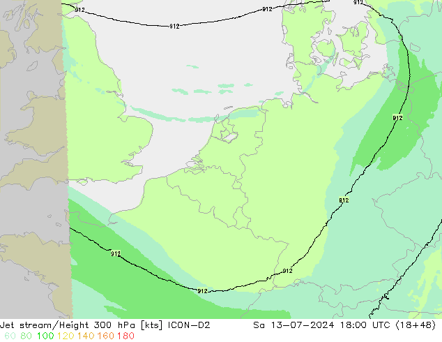 高速氣流 ICON-D2 星期六 13.07.2024 18 UTC