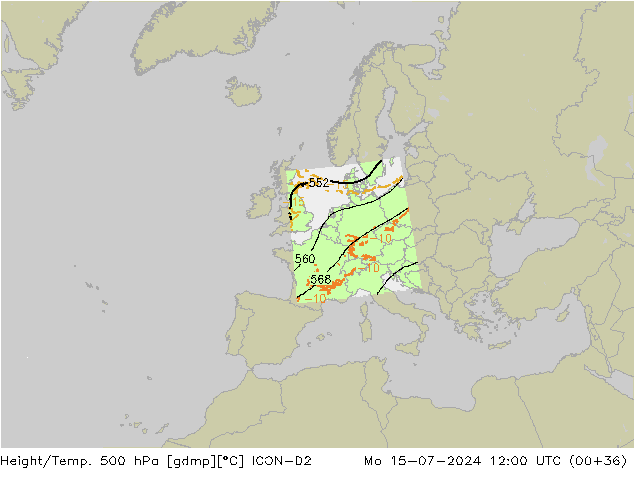 Hoogte/Temp. 500 hPa ICON-D2 ma 15.07.2024 12 UTC