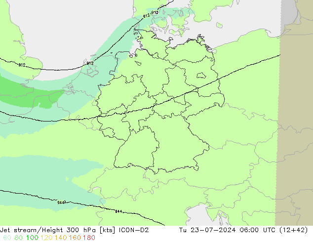 Straalstroom ICON-D2 di 23.07.2024 06 UTC