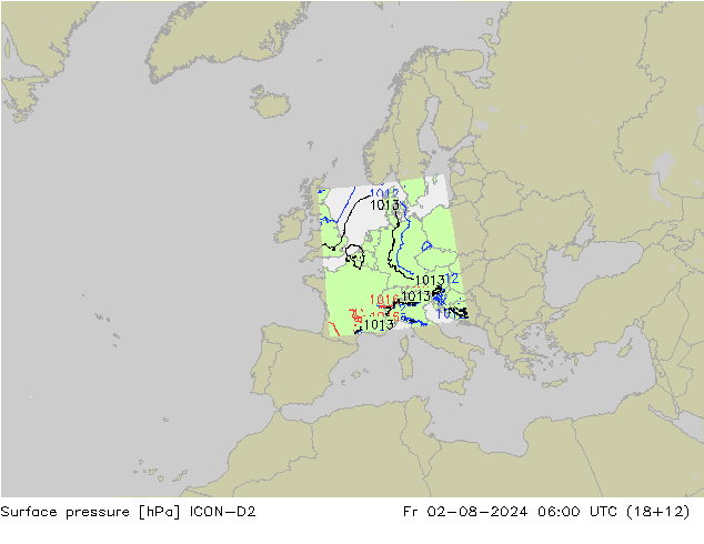 Luchtdruk (Grond) ICON-D2 vr 02.08.2024 06 UTC