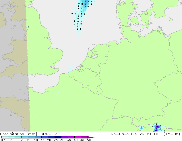 Neerslag ICON-D2 di 06.08.2024 21 UTC