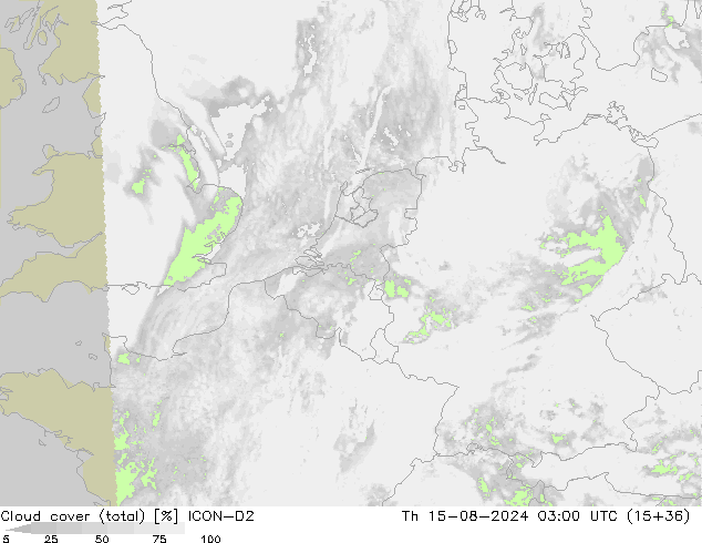 Bewolking (Totaal) ICON-D2 do 15.08.2024 03 UTC