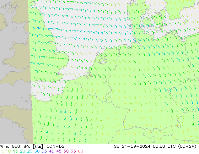 Wind 850 hPa ICON-D2 Sa 21.09.2024 00 UTC