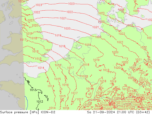 Luchtdruk (Grond) ICON-D2 za 21.09.2024 21 UTC