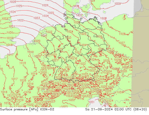 Luchtdruk (Grond) ICON-D2 za 21.09.2024 02 UTC