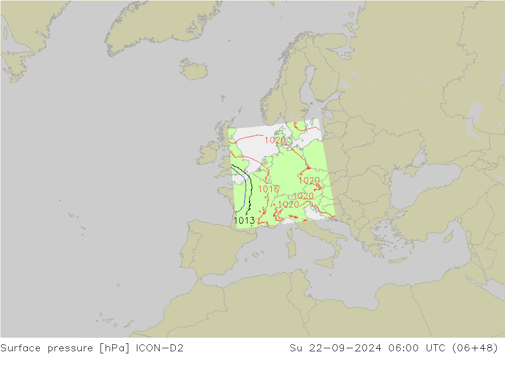 Yer basıncı ICON-D2 Paz 22.09.2024 06 UTC