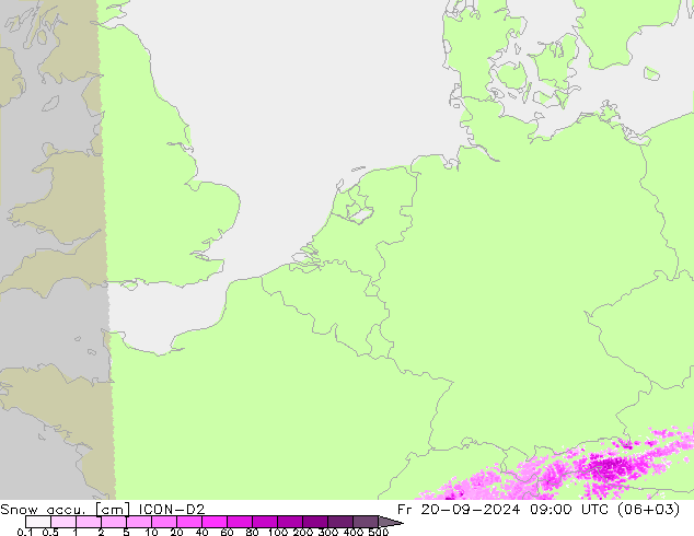 Schneemenge ICON-D2 Fr 20.09.2024 09 UTC