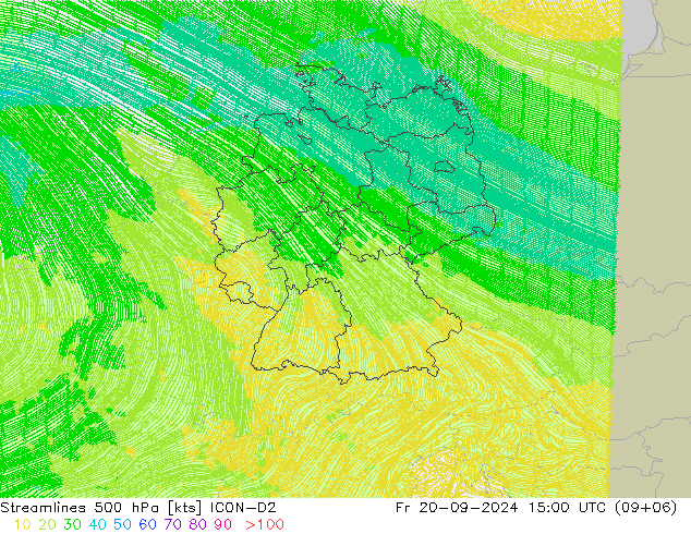 Stromlinien 500 hPa ICON-D2 Fr 20.09.2024 15 UTC