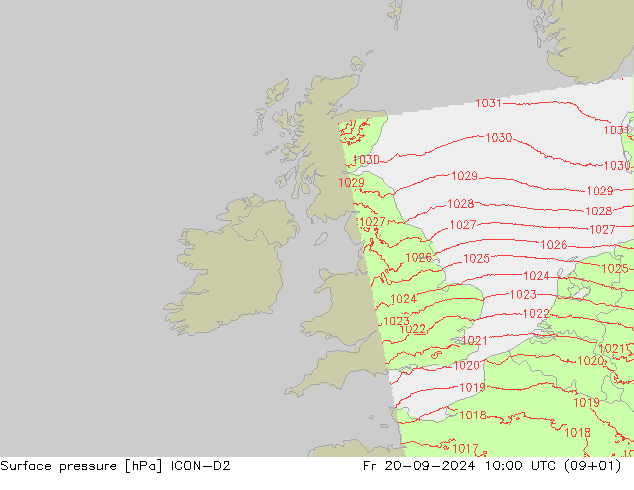 Bodendruck ICON-D2 Fr 20.09.2024 10 UTC