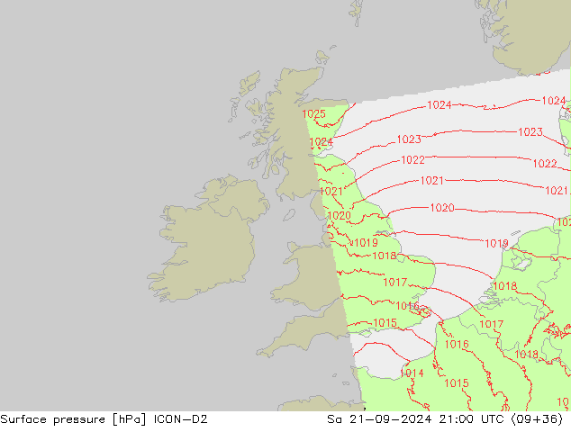 Surface pressure ICON-D2 Sa 21.09.2024 21 UTC