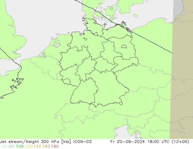 Jet stream/Height 300 hPa ICON-D2 Pá 20.09.2024 18 UTC