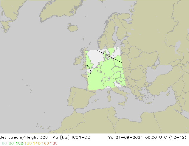 Jet stream/Height 300 hPa ICON-D2 Sa 21.09.2024 00 UTC