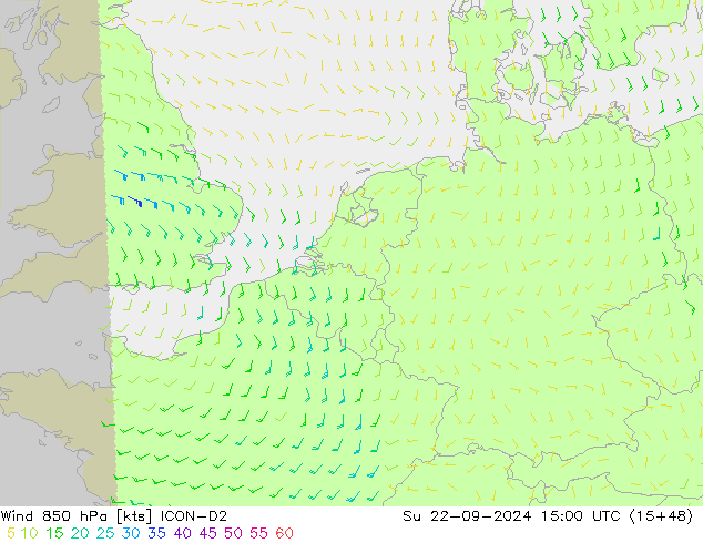 Wind 850 hPa ICON-D2 Su 22.09.2024 15 UTC