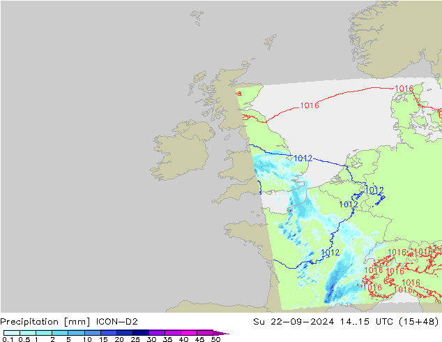 осадки ICON-D2 Вс 22.09.2024 15 UTC