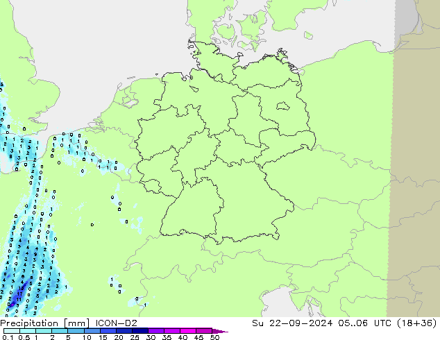 Niederschlag ICON-D2 So 22.09.2024 06 UTC