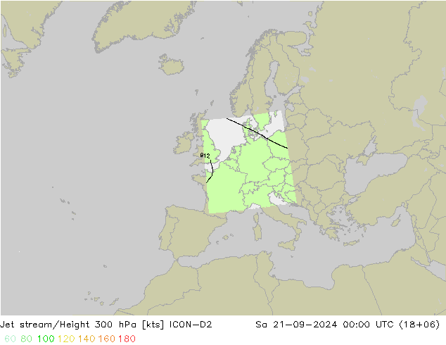 Jet stream/Height 300 hPa ICON-D2 So 21.09.2024 00 UTC