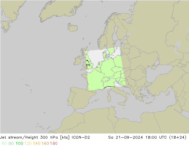 Prąd strumieniowy ICON-D2 so. 21.09.2024 18 UTC