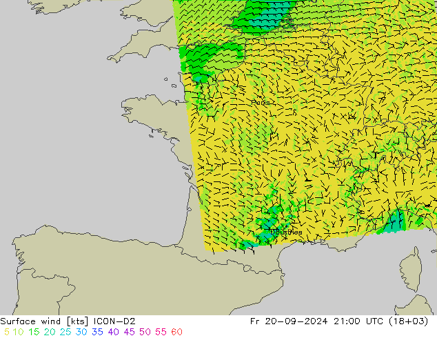 ветер 10 m ICON-D2 пт 20.09.2024 21 UTC