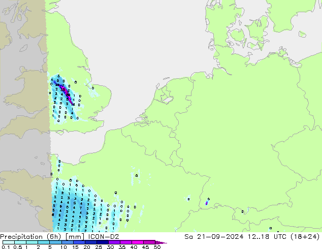 Precipitation (6h) ICON-D2 So 21.09.2024 18 UTC