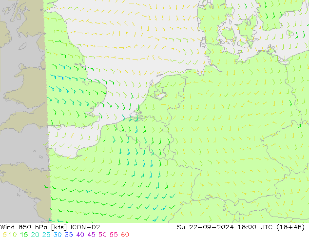 Wind 850 hPa ICON-D2 So 22.09.2024 18 UTC