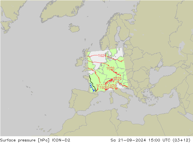 地面气压 ICON-D2 星期六 21.09.2024 15 UTC