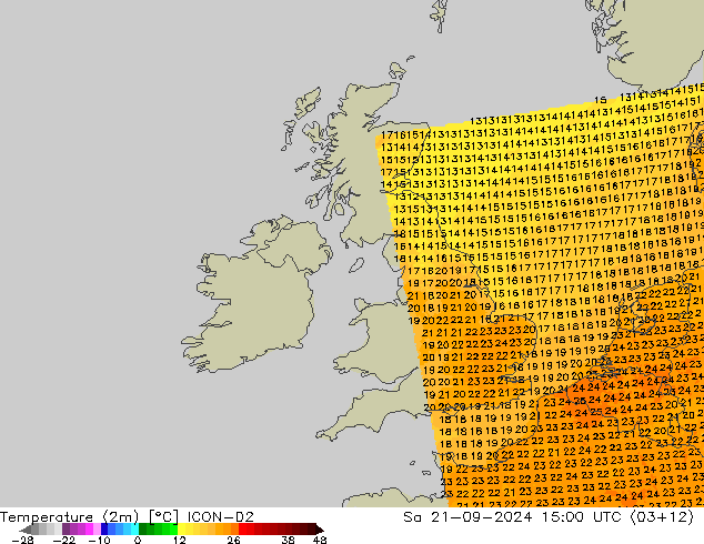 Sıcaklık Haritası (2m) ICON-D2 Cts 21.09.2024 15 UTC
