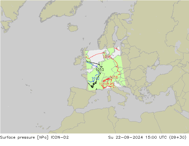 Bodendruck ICON-D2 So 22.09.2024 15 UTC