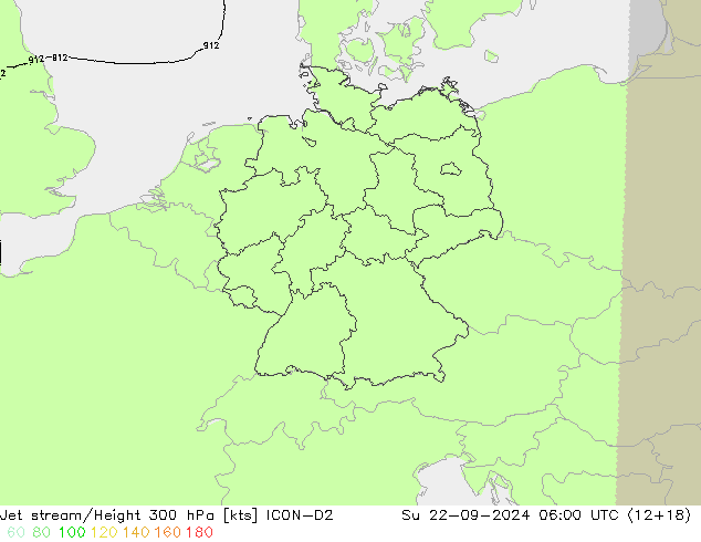 高速氣流 ICON-D2 星期日 22.09.2024 06 UTC