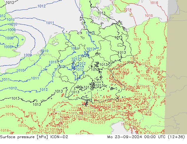 Surface pressure ICON-D2 Mo 23.09.2024 00 UTC