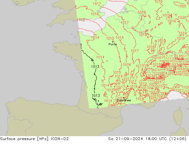 Bodendruck ICON-D2 Sa 21.09.2024 18 UTC