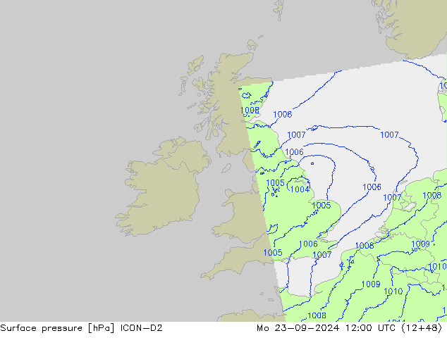 地面气压 ICON-D2 星期一 23.09.2024 12 UTC