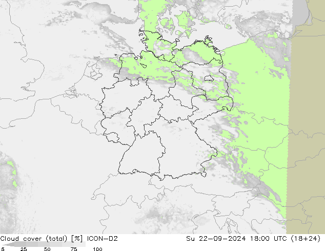 Wolken (gesamt) ICON-D2 So 22.09.2024 18 UTC