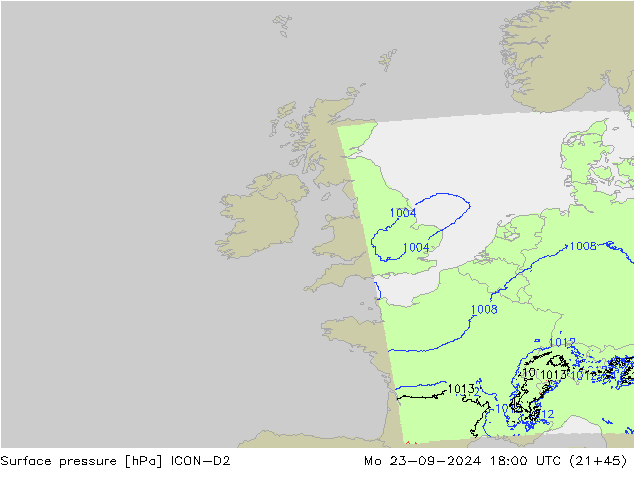 приземное давление ICON-D2 пн 23.09.2024 18 UTC