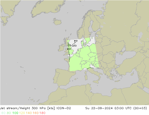 高速氣流 ICON-D2 星期日 22.09.2024 03 UTC