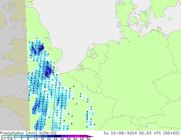 Niederschlag ICON-D2 So 22.09.2024 03 UTC