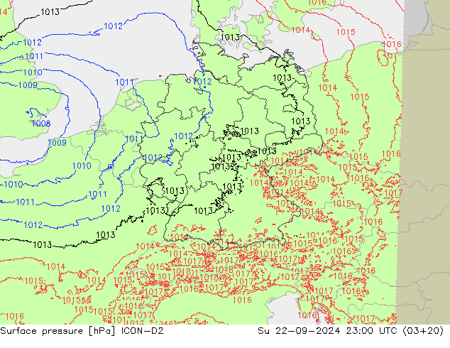 приземное давление ICON-D2 Вс 22.09.2024 23 UTC